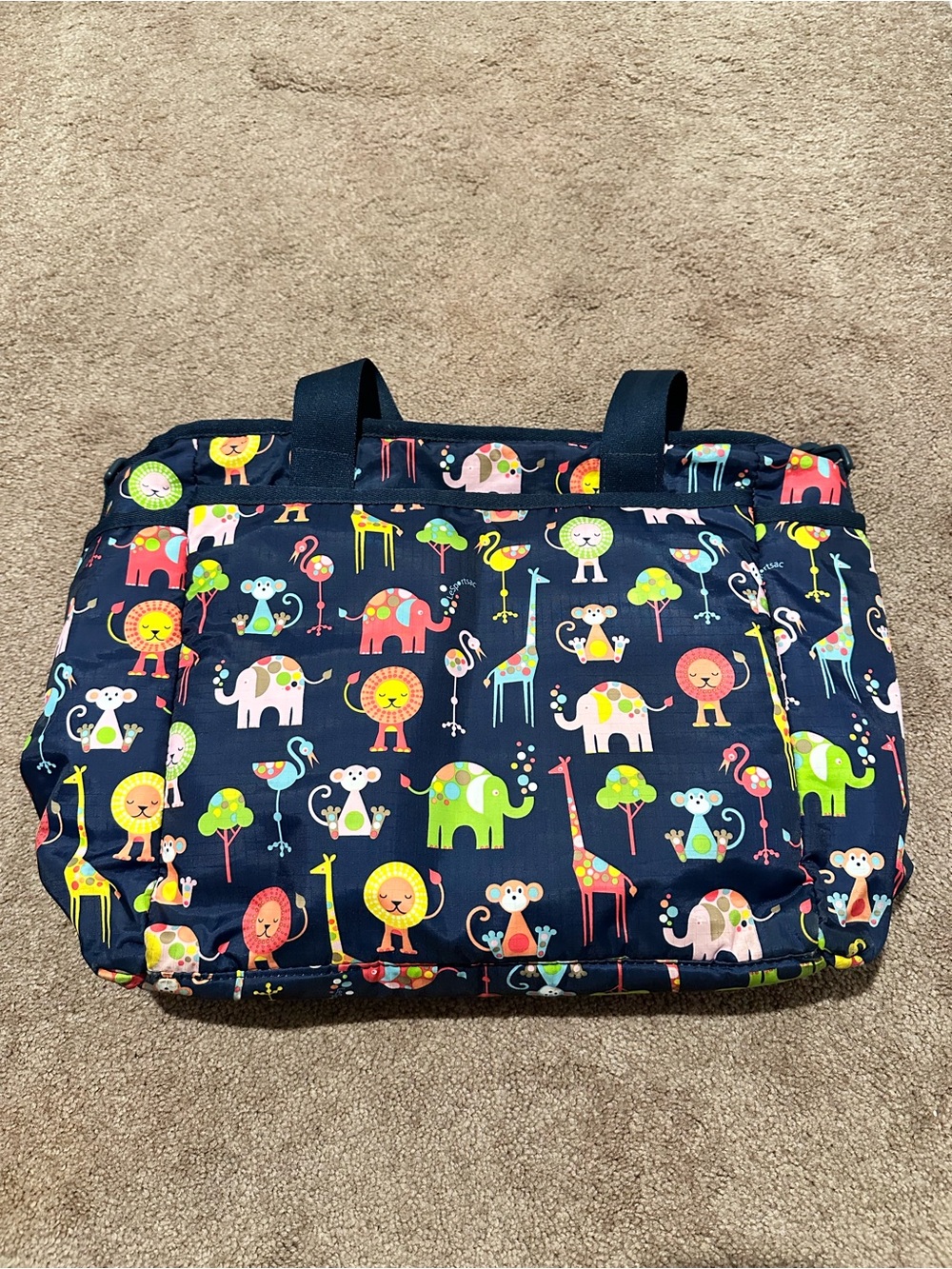 Navy Multi Safari Print Baby Bag